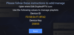 Duplex Play Device ID & Device Key